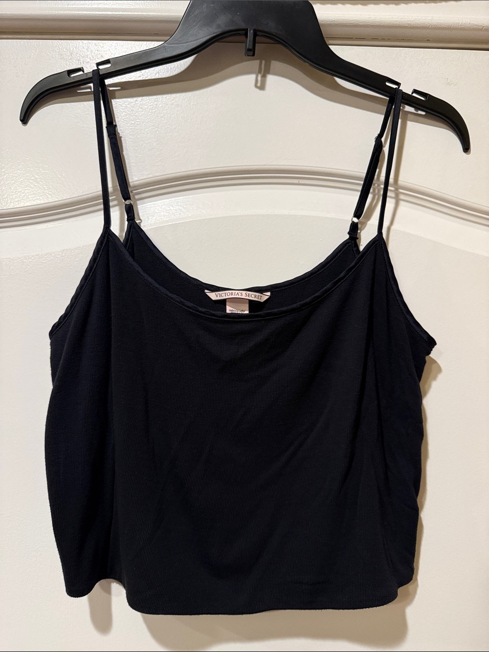 Victoria's Secret Black Ribbed Camisole Crop Top Tank Top Size Medium